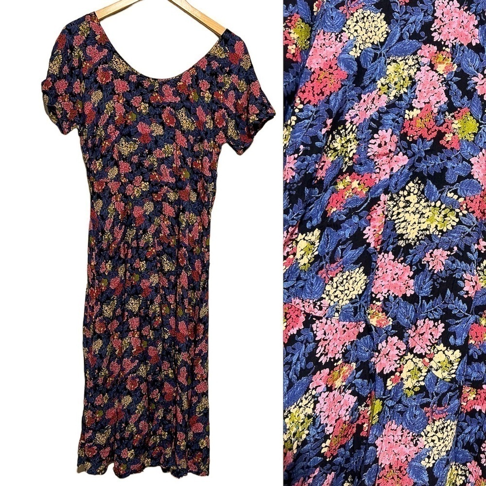 Rabbit Rabbit Rabbit Designs Vintage Floral Midi Dress Medium (vintage 12)